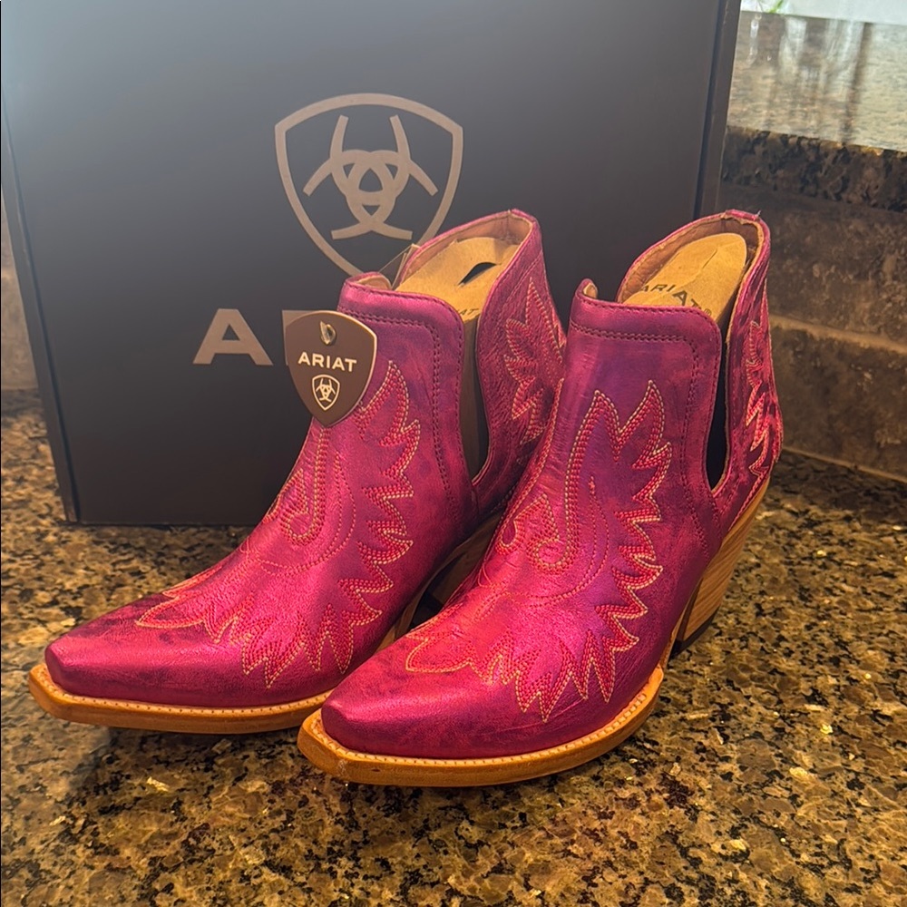 Ariat Pink Ankle Boots with Western Flair
